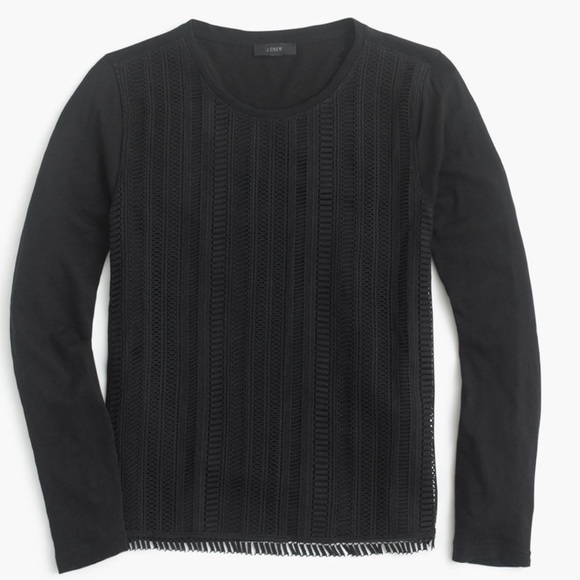 J. Crew Tops - J. Crew Lace Front Long Sleeve T-Shirt | Black